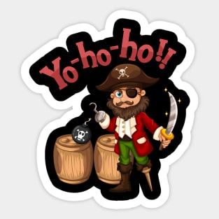 Captain hook cartoon character with yo-ho-ho speech Sticker